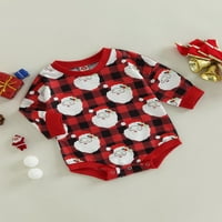 Bagilaanoe Toddler Baby Girl Božić Božić Ramper Duks dugi rukav Bodysuit Santa Plaid Print Pulover Kids
