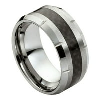 Prsten crni karbonski vlakni umetnuti višestruki rubni rub vjenčani prsten za muškarce ili dame