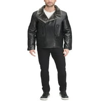 Muška šerpa obložena asimetrična FAU kožna jakna za motocikl crna veličina velika