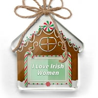 Ornament tiskan jednostran volim irske žene ulica Patrickov dan Moderni zeleni božićni neonblond