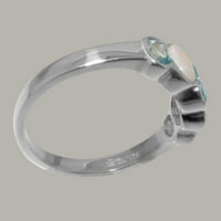 Britanci izrađeni sterling srebrni prirodni plavi Topaz i Opal Ženski zaručni prsten - Opcije veličine
