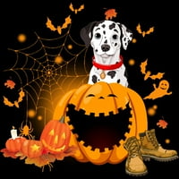 Dalmatinski pas Halloween kostim djevojke Crna grafički tee - Dizajn ljudi XS