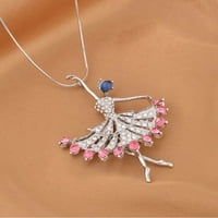 Trgovina LC Blue Glass Pink Crystal Pear Ballerina Privjesak Ogrlica za žene Nakit Pokloni Veličina