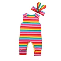 Kiapeise Baby Girls Rainbow Stripe Bealeeless Neudaci za rukavice sa trakom za glavu