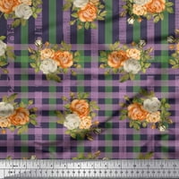 Provjera tkanine Soimoi pamučne patke, lišće i ruža cvijeća štampana tkanina od dvorišta široko