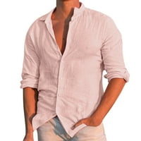 iopqo muške majice posteljine hlače za muškarce muško ljeto pamučno posteljina čvrstog casual plus veličine