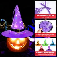 Claspeed Halloween Witch kape Svjetlosne ukrase Viseći Ghost šeširi Vodootporna svjetlost Party Witch