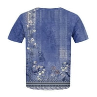 Tking Fashion Womens Ljeto Plus size Crewneck kratki rukav Na vrhu majica sa labavim cvjetnim tiskanim