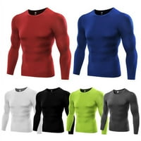 Muške košulje za sušenje suh fines dugih rukava, aktivna majica sportskog osnovnog sloja, košulja atletske vježbe