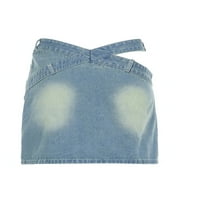 Žene Tranim mini suknji Jednobojna boja Nepravilni struk izrezane Jeans suknje Ljetna casual srednja