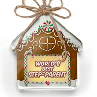 Ornament tiskani jedan strani svjetovi najbolji korak-roditelj, sretan žuti božićni neonblond