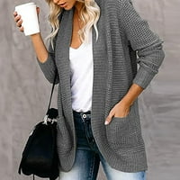 Ženski s dugim rukavima otvorenim prednjim kardiganima Chunky pleteni džemper casual labavi pad kaputa