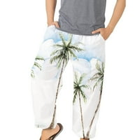 Muški ležerne ljetne hlače na plaži Labavi fit prozračne pantalone elastične hlače za crtanje