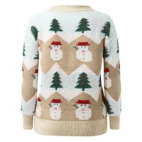 Džemper za žene Ženske modne posade izrez s dugim rukavima Božićni ispis pulover džemper pleteni kaput