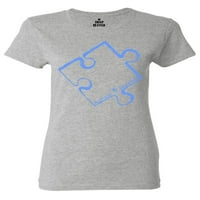 Shop4ever Ženska plava puzzle autizma Grafička majica Srednje sport Siva