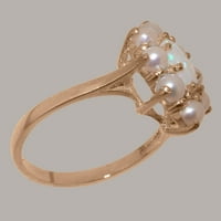 Britanci napravio 9k ružični zlatni prsten s prirodnim otpasnim i kultiviranim bisernim ženskim prstenom - veličine opcija - veličine 7,25