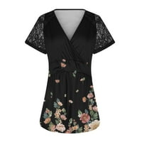 Zodggu Plus Veličina Pleted bluze za žensko čišćenje Trendi kratkih rukava Ženski vrhovi cvjetna grafička