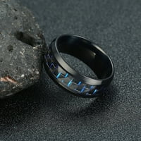 Muški vjenčani traki u titanijum prstenom crnim obloženim crnim i plavim vlaknima