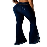 Ženska bljeskalica Jeans High Shead Ripped rupa Bootcut Casual Bell dno traper hlače