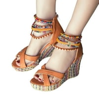 Zlatni klinovi Ljetne žene sandale nove model boemski stil perle žene Wedges cipele ženske platforme