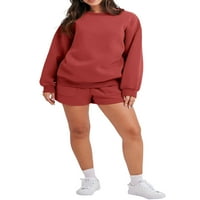 Eyicmarn ženska odjeća za vježbanje postavljaju pulover pulover i kratke hlače sa džepovima Yoga Activewear