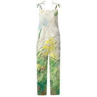 Ženski ljetni kombinuiti pamučne i posteljine labave hlače za noge Boho cvjetne otisnute modne casual