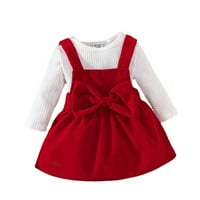 SNGXGN Toddler Girt Knit TOP i suknja Postavite vrpce rebrasta gornja i suknja Set Set Baby Girl Outfit, Bijela, veličina 6m