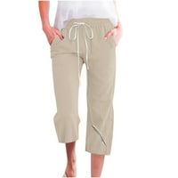 Capris pantalone za žene Ležerne prilike ljetne čiste pamučne pantalone široke noge Capris lagana vrećaste
