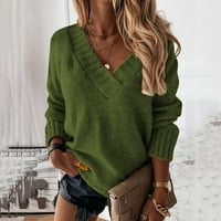 Prevelizirani džemperi za žene Seksi duboki V izrez dugih rukava pletene džemper od labavog skakača