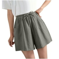 Vivianyo HD Hlače hlače za žene čišćenje Ženske kratke hlače Visoka struka labavo Ležerne tanke široke