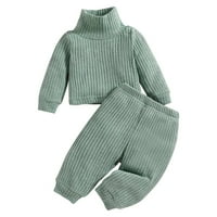 Odjeća za djecu mekani pamučni topli visoki vrat Čvrsta boja dugih rukava hlače