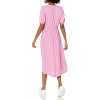 Ženska modna ženstvena ženska s pola rukava struka midi a-line haljina ružičasta xxl