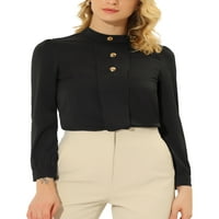 Allegra K ženska ured Elegantna postolja kockica košulja košulja šifonske radne vrhove