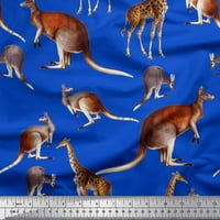 Soimoi plavi pamučni dres tkanina kengur i žirafe životinjsko otisnuto tkaninsko dvorište široko