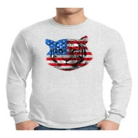 Neugodni stilovi Muška američka zastava Tiger Patriotic Grafički majica s dugim rukavima TOPS Dnevni