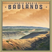 Badlands, Severna Dakota, litografski nacionalni park serija