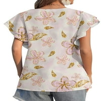 Glonme ženske kratkih rukava osnovna majica modna plaža tunika bluza za bluzu posadu pulover majice
