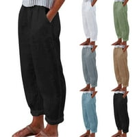 Radne pantalone Akiigool žene plus veličina kapri hlače za žene široke noge joga hlače sa džepovima