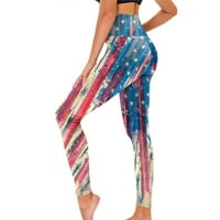 Qolati ženske atletske vježbanje četvrti jula visoke strukske rastezanje Yoga hlače Američka zastava