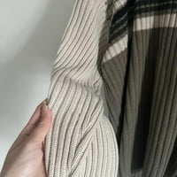 MubIneo Women Modni džemper s V-izrezom Stripe kontrastna boja dugih rukava labav pleteni vrhovi jesenji