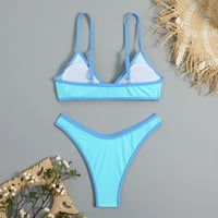 Ženski visoki struk dva bikinija set boja blok s prugastim kupaćem kostimu Podesivi kupaći odijelo za