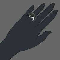2. CTTW crno-bijeli dijamantni prsten. Sterling srebro sa odraslim gradom rodijuma