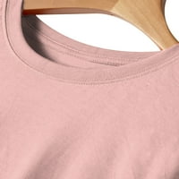 Dame Theee Heart Print Majica Crew Crt Majica Žene Ležerne prilike tunika Bluza Pulover Pink L
