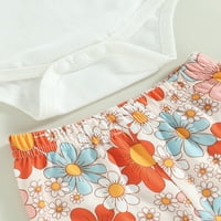 Century Newborn Baby Girls Ljeto odijelo postavljeno sestra kratkih rukava s cvjetnim hlačama za hlače