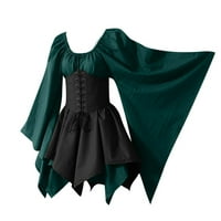 DUHERIFER Noć vještica za žene Gothic Retro dugih rukava košulja Vintage Victorian Fairy Witch Cosplay