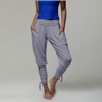 Lilgiuy ženska modna modna solidna džepa u boji Slim fit casual joga sportske hlače pantalone hlađenja