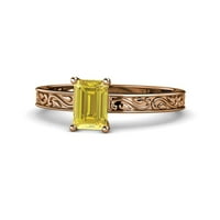 Žuti safir 7x smaragdni rez za molba zainteresovan za zaručnički prsten 0. Carat u 14K ružičastog zlata.Size