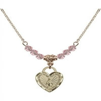 Ogrlica s pozlaćenom sa svjetlom ružičastog oktobra mjeseca rose ružičastog oktobra mjeseca i čudesni šarm srca