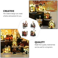 HEMOTON božićne stolne dekore Svjetlina mala kuća ukrašava šarene smole ukrase slučajni stil