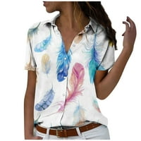 Ženski vrhovi bluza Grafički otisci kratkih rukava casual ženske majice Henley Fashion White l